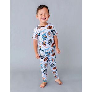Bums & Roses Blippi Chill Kid Vibes Bamboo Pajama Set 5/6Y Blue Checkered